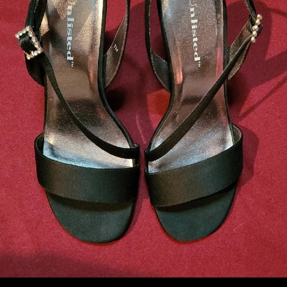 Black satin heels